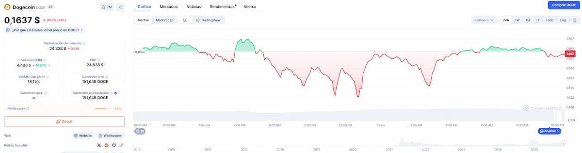 El comentario de Elon Musk hizo subir el precio de DOGE, aunque ha vuelto a descender