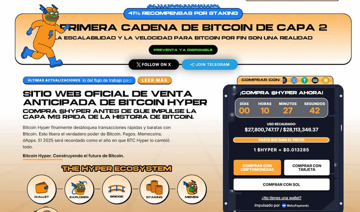 Índice de altcoins: HYPER está a punto de alcanzar los 28 millones de dólares de recaudación