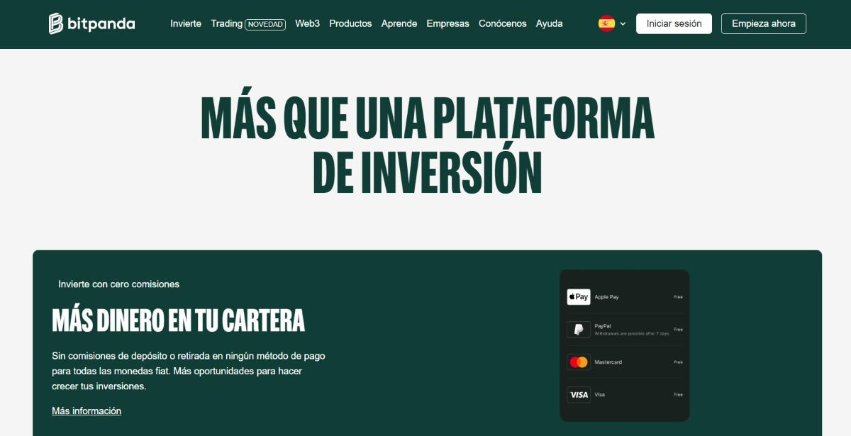 comisiones que aplica bitpanda