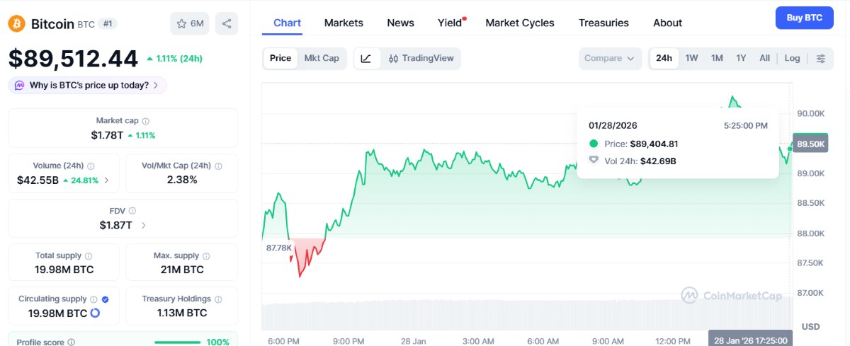 gráfica del precio de bitcoin hoy 28 de enero