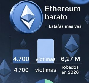 Ethereum barato = Estafas masivas: 4.700 víctimas y 6,27 millones robados en 2026