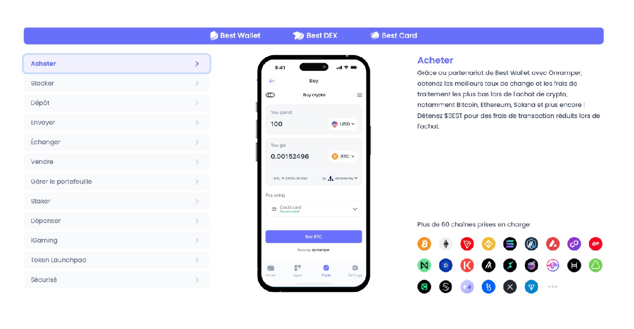 Acheter des cryptos sur Best Wallet