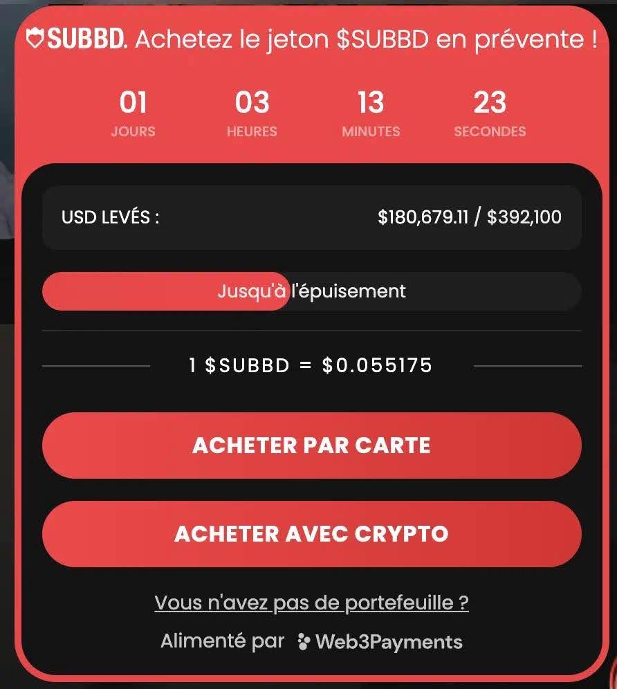 Acheter token SUBBD