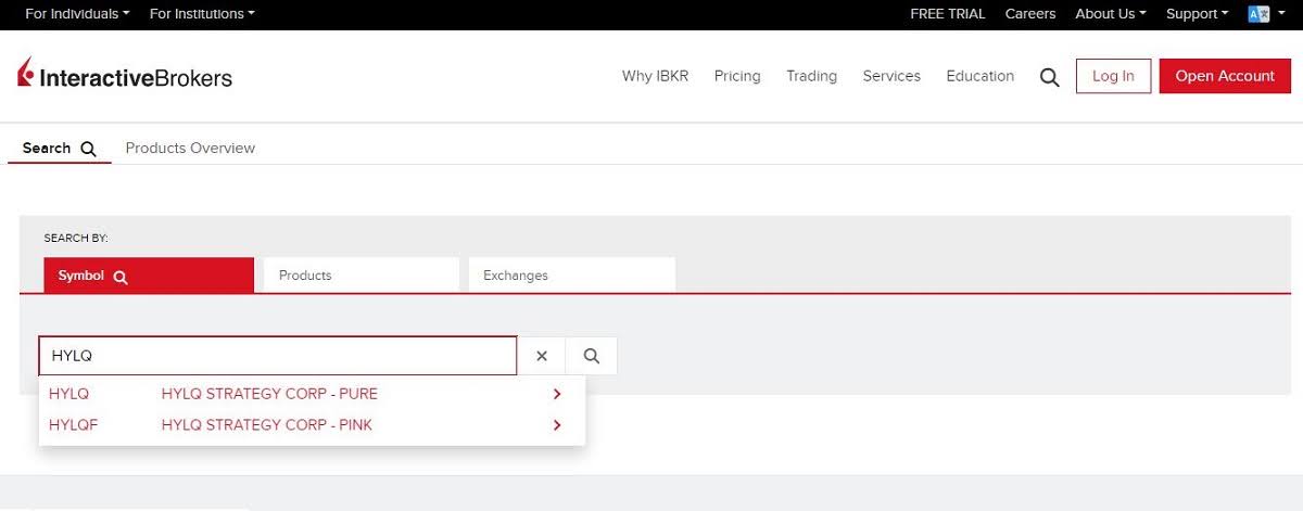 action HYLQ Interactive Brokers