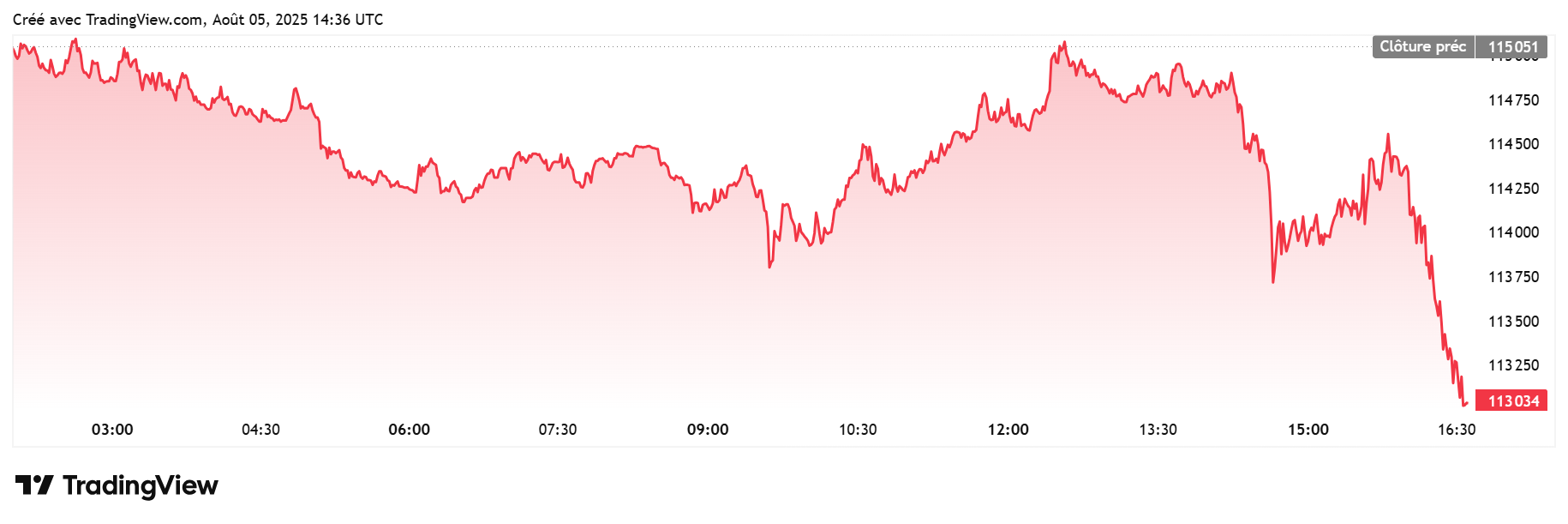 Bitcoin cours chute