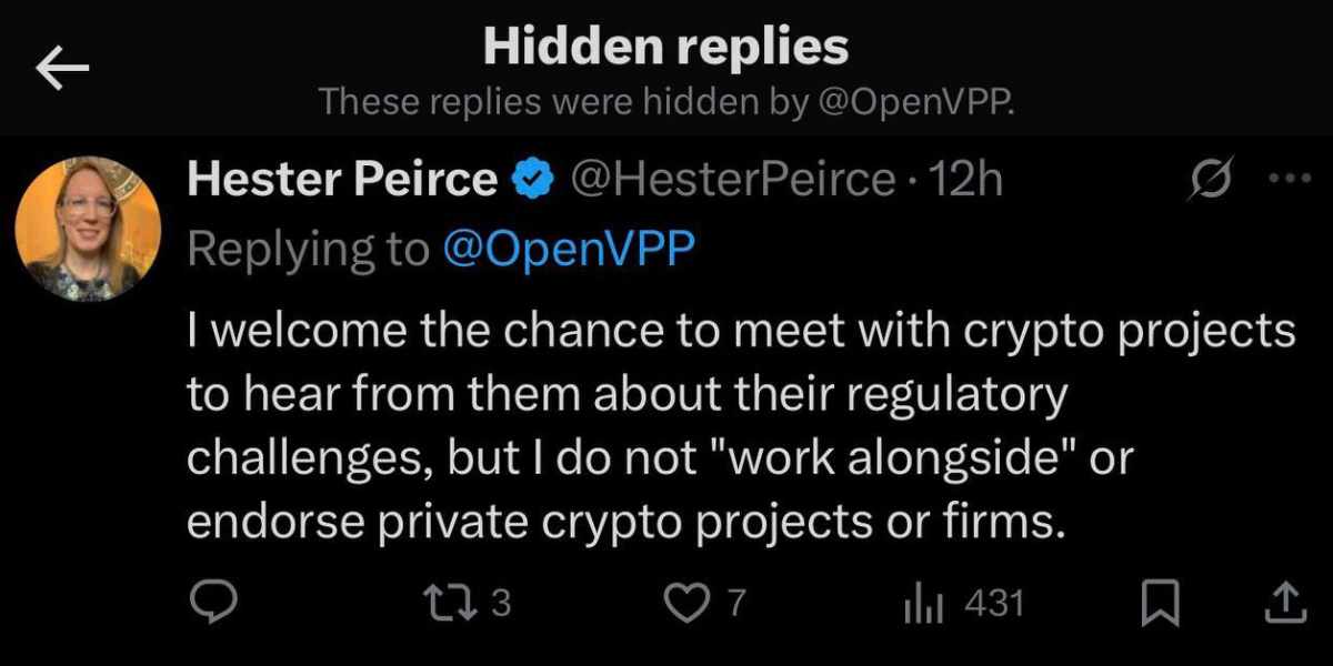 @ZachXBT - Hester Peirce tweet OpenVPP