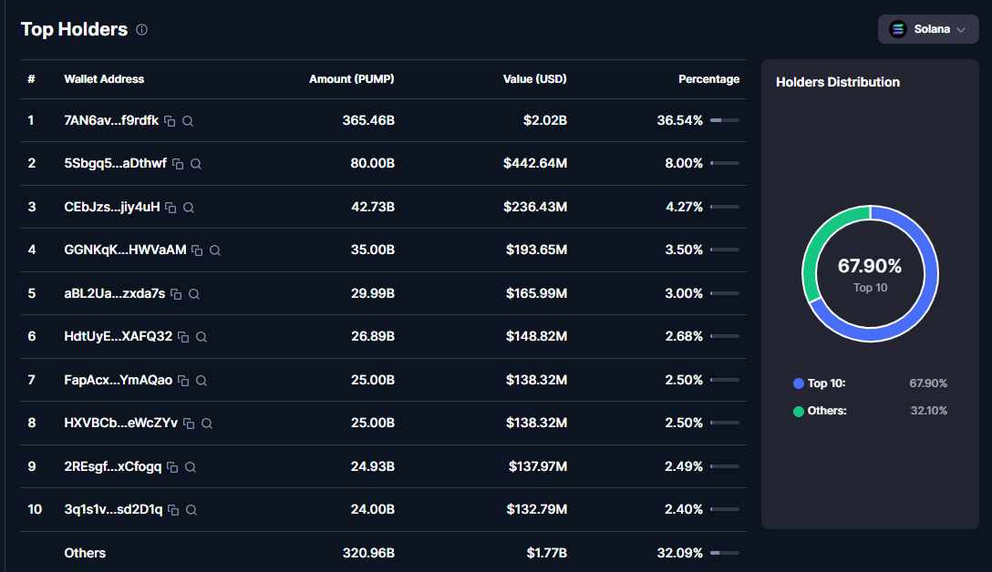 PUMP - Top Holders