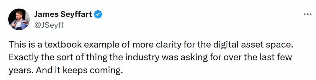 @JSeyff - SEC clarification garde crypto tweet
