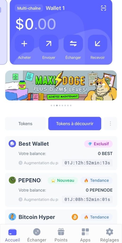 Cryptomonnaies disponibles