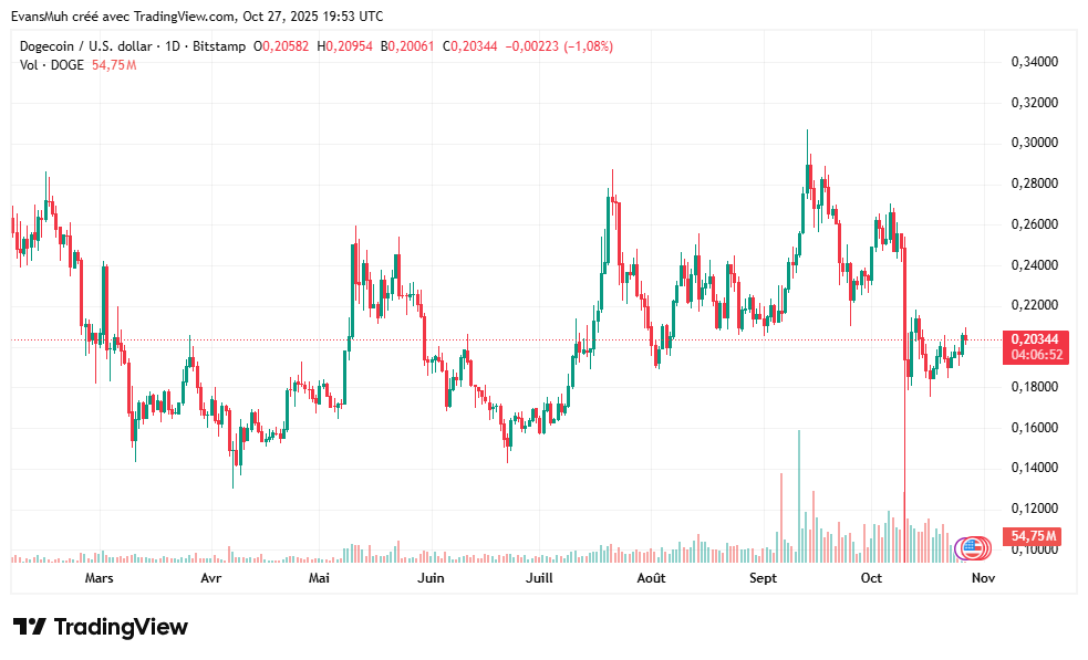 crypto Dogecoin cours