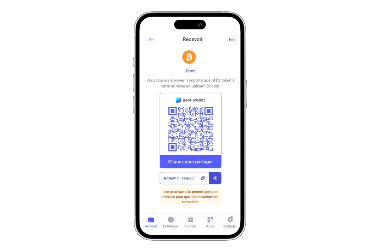 Recevoir et envoyer des crypto-monnaies