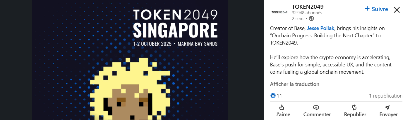 Evenement crypto : le token2049 à Singapour