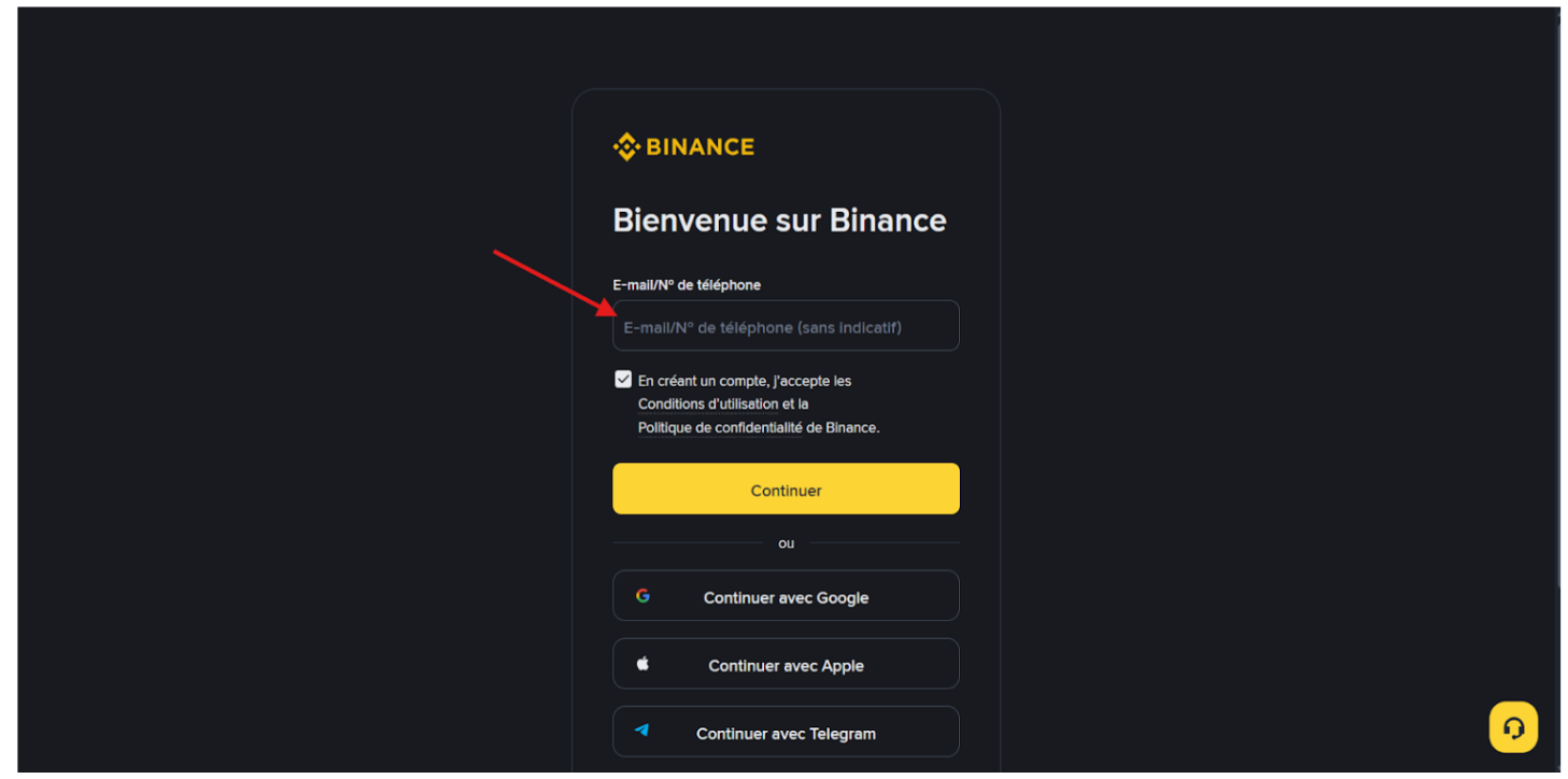 créer un compte binance