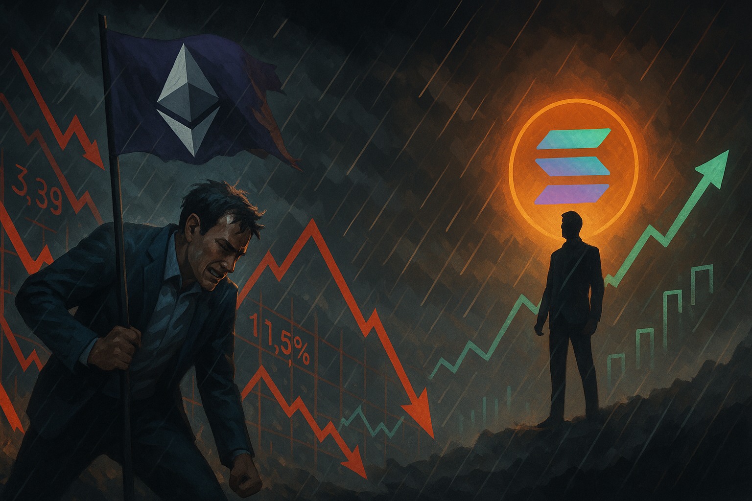 Ether chute Crypto Solana résiste