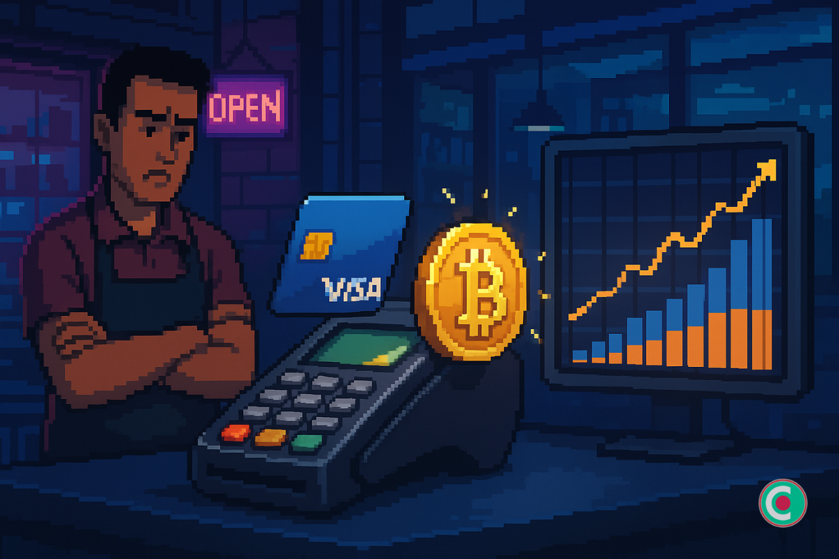 Bitcoin talonne Visa, mais pas chez les commerçants