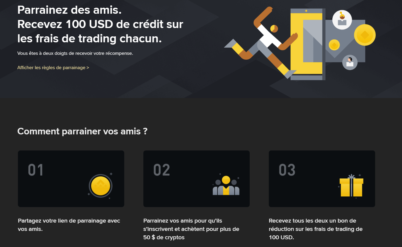 Binance met en avant son programme de parrainage