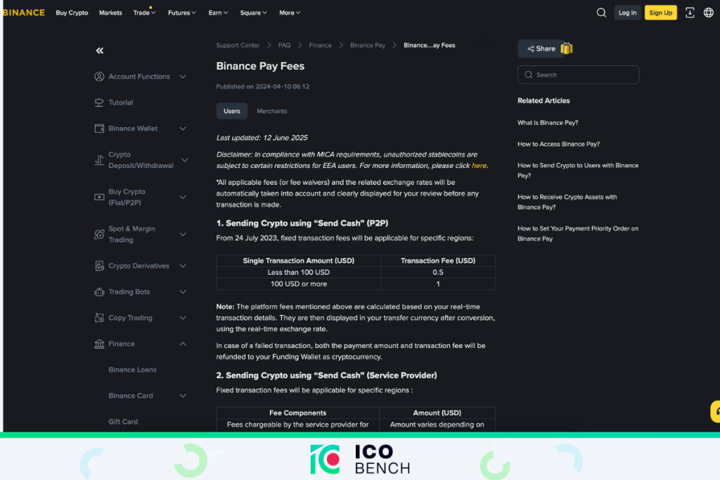 binance pay fees