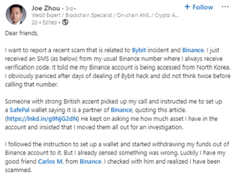 Binance csalok X poszt