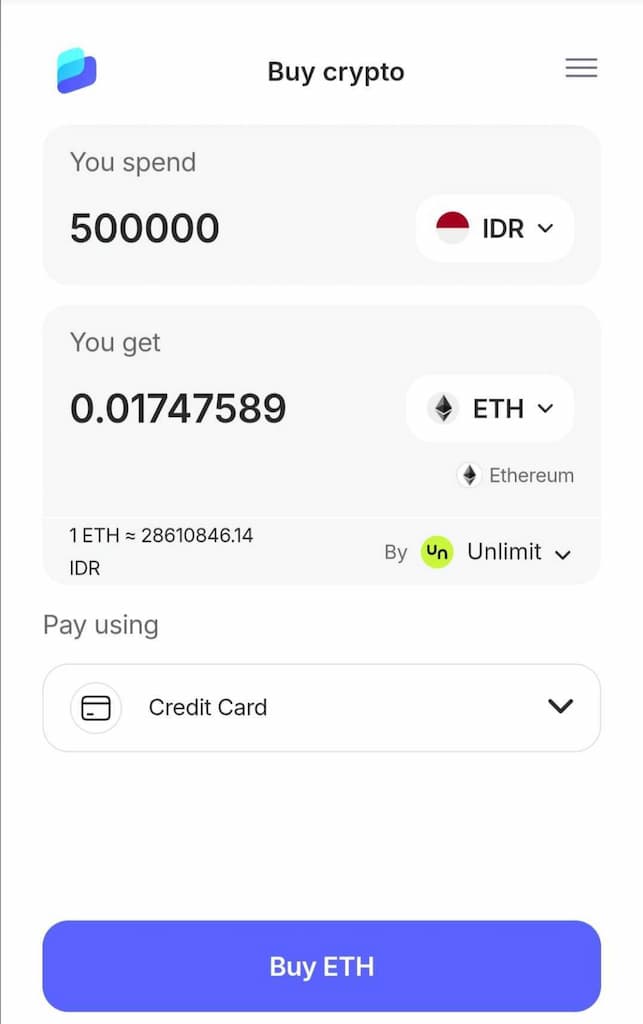 Cara Membeli Ethereum Melalui Best Wallet Langkah 2