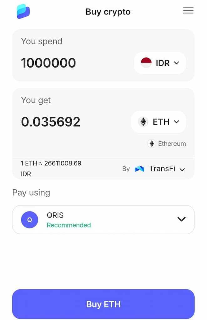 Langkah 2 – Isi saldo wallet dengan ETH, USDT, atau BNB