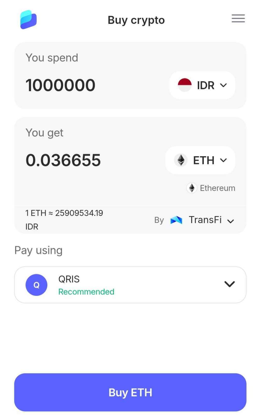Langkah 2 Beli Ethereum (ETH) dan Kirim ke “Best Wallet”