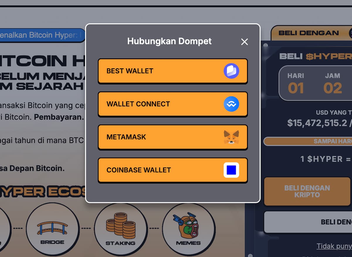 Langkah 3 – Hubungkan wallet ke platform resmi