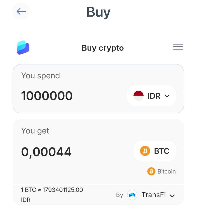 Tentukan jumlah Bitcoin yang ingin Anda beli dan pilih mata uang yang Anda inginkan