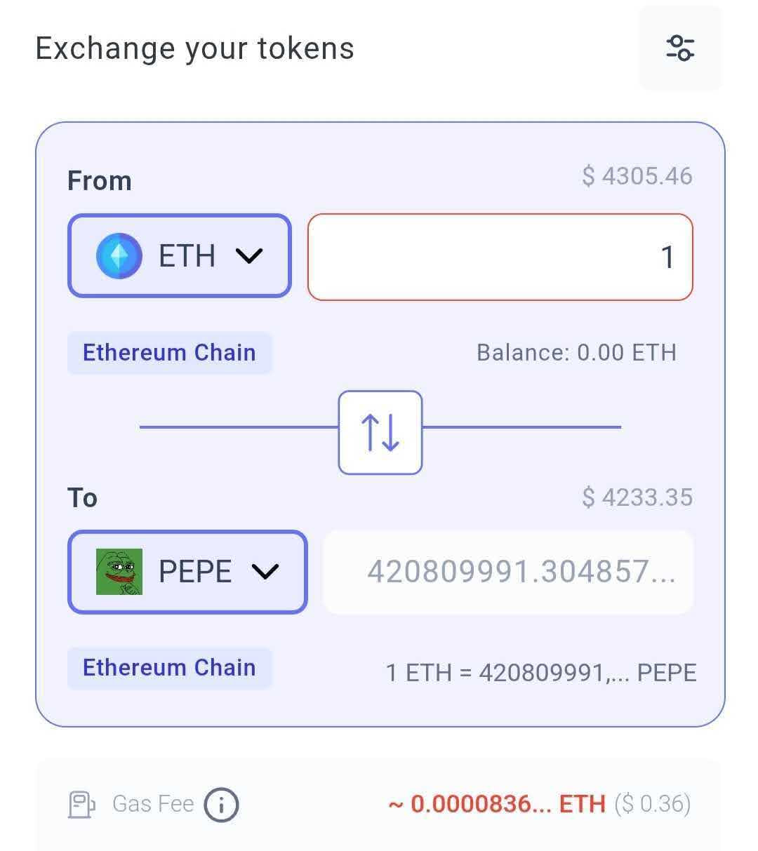 Tukar ETH Menjadi $PEPE Menggunakan