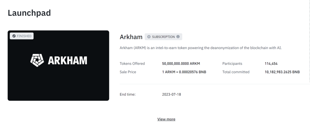 Arkham di Binance Launchpad