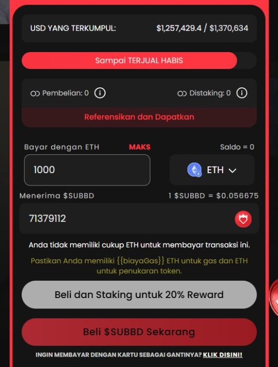 Beli Token SUBBD - Prediksi Harga SUBBD
