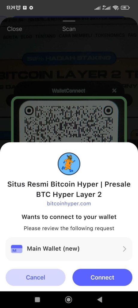 Cara beli Bitcoin Hyper - pindai QR