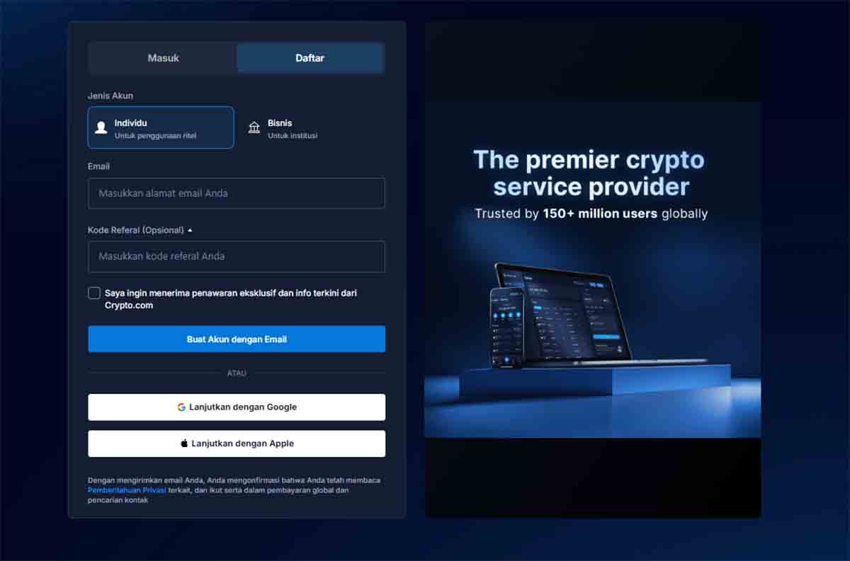 Daftar Crypto com - referral crypto.com