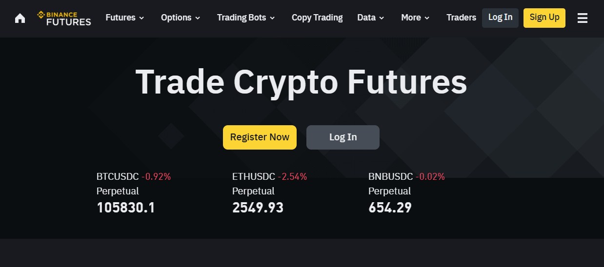 Binance Futures Home Page