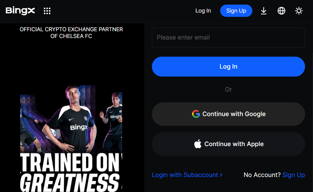 BingX home page
