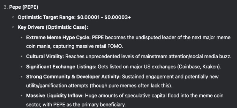 Previsioni di DeepSeek per Pepe