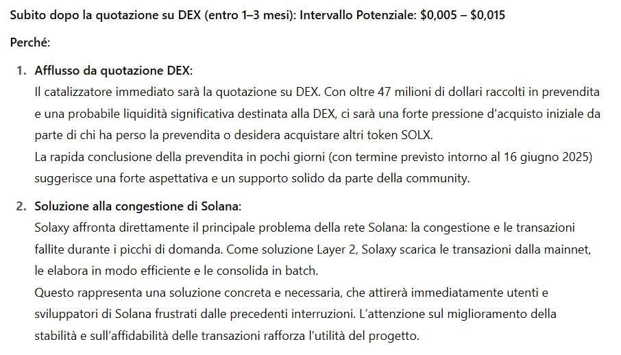 Solaxy quotazione dopo il DEX - Previsioni Gemini