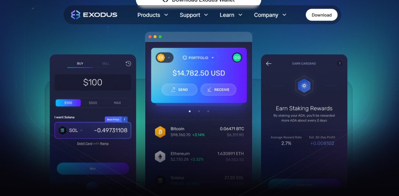 Exodus - migliori non-custodial wallet