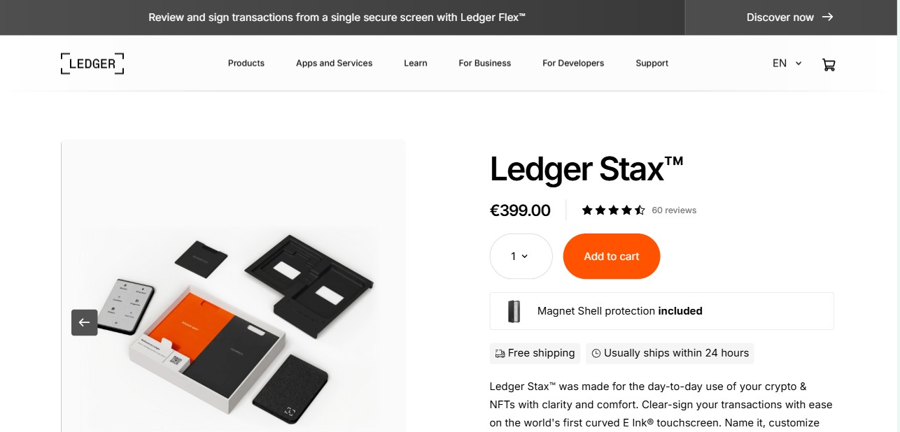 Ledger Stax - Home Page