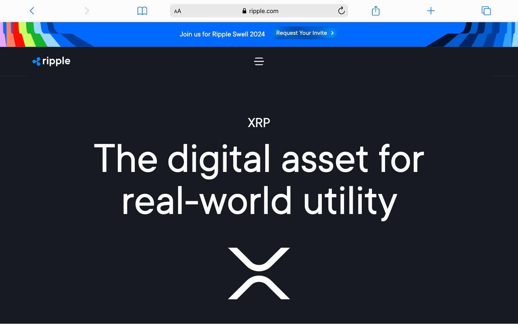 リップル（Ripple／XRP）公式サイトのトップ画面