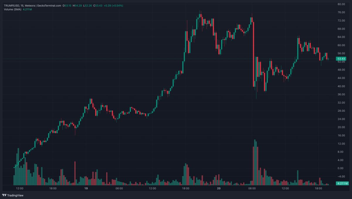 2024年1月20日のTRUMPトークンのチャート