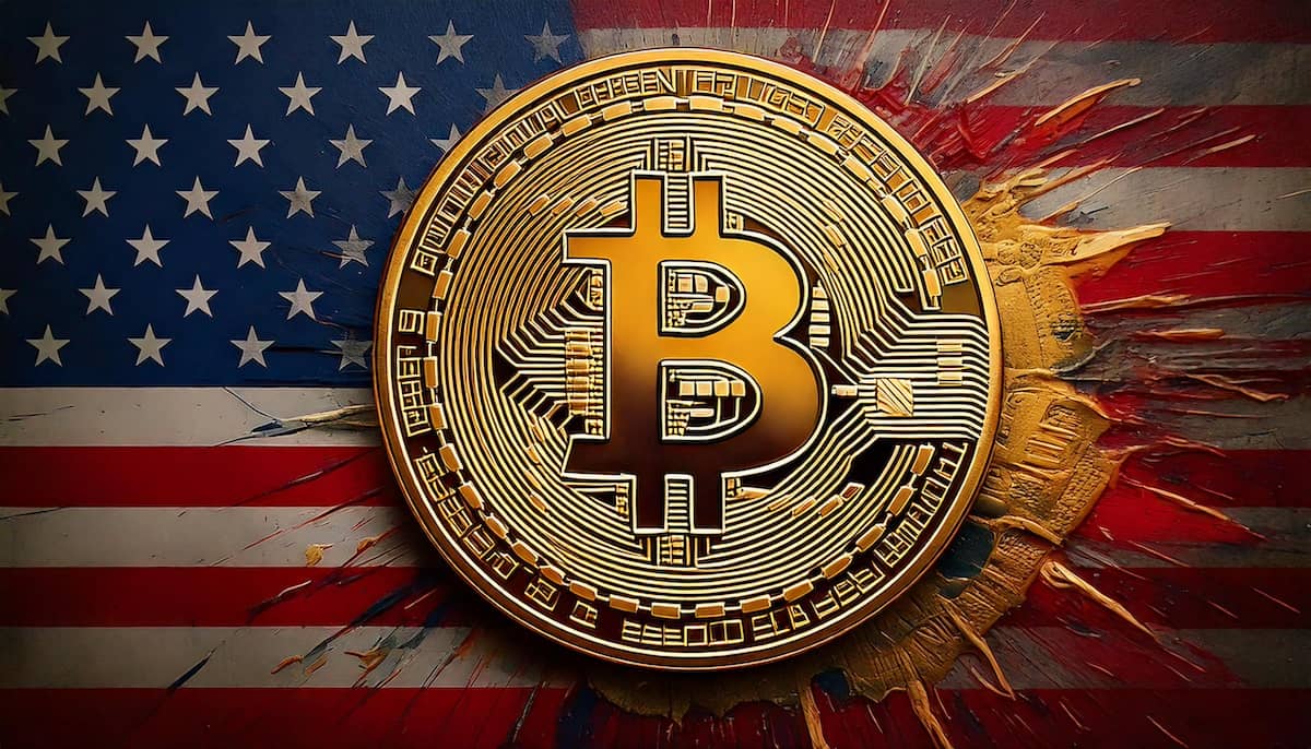 ビットコインとアメリカ国旗