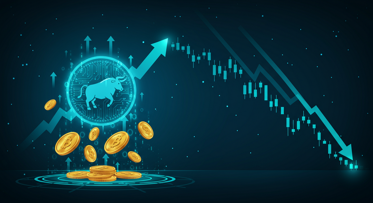 ビットコイン価格が下落する中で上昇するBTCブルトークンの図解