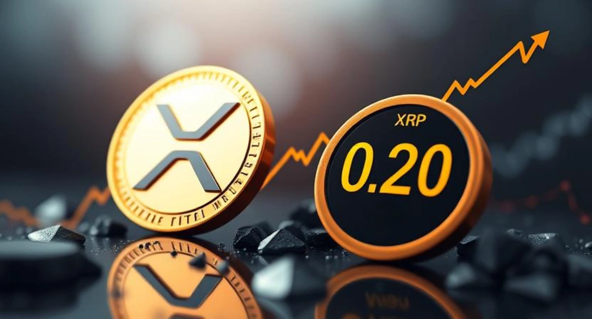 XRPの上昇トレンドと0.20ドルの新興アルトコインの価格上昇を示すグラフ