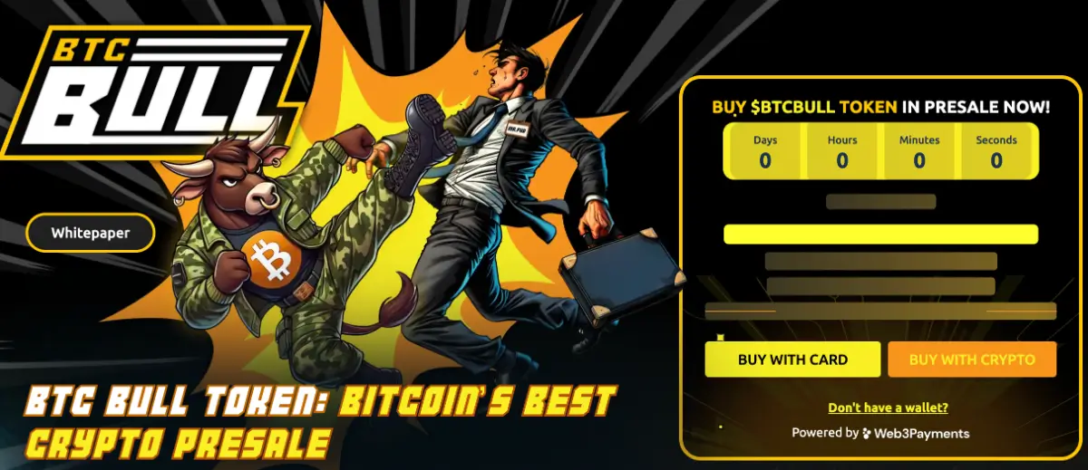 BTCBULLという仮想通貨のプレセール広告。