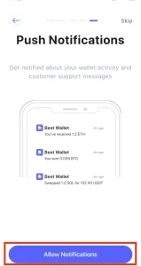 Best Wallet通知設定