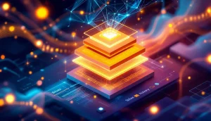 Solanaブロックチェーン上に構築されるレイヤー2ソリューションSolaxy（SOLX）の概念図。速度とスケーラビリティ向上を象徴。