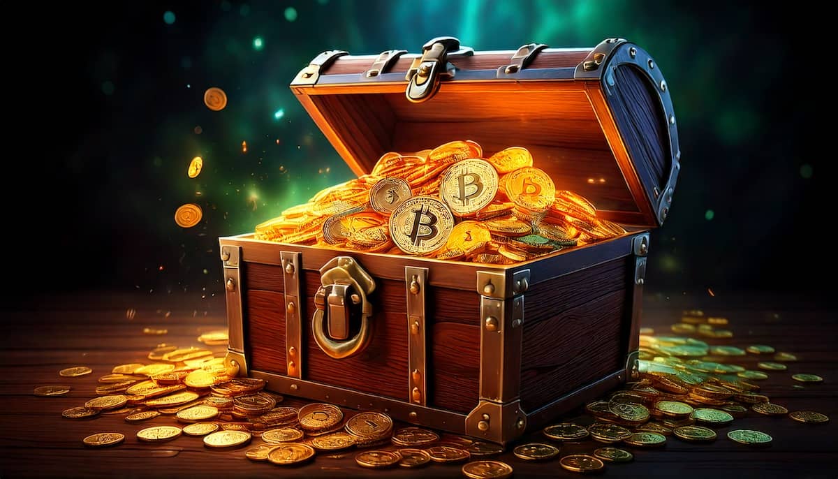 仮想通貨が宝箱に入っている
