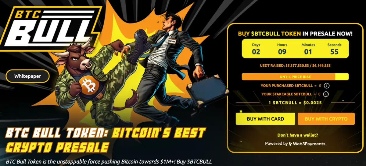 ビットコインの高騰を表現する上昇チャートと雄牛のシンボル