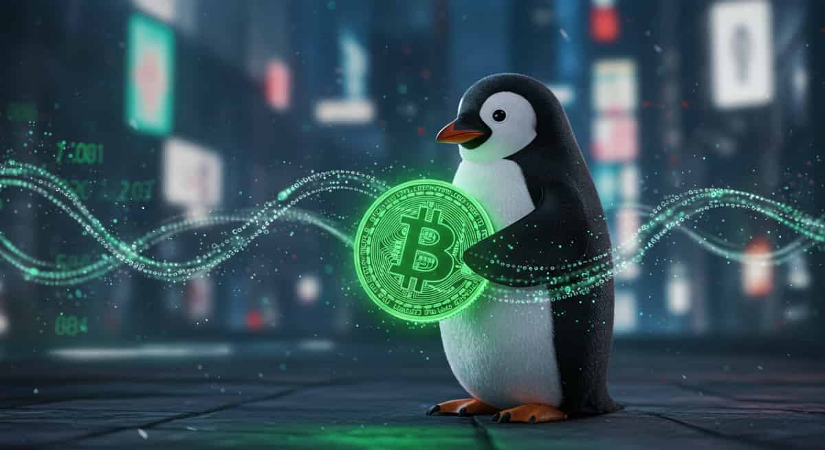 ビットコインを持つペンギン