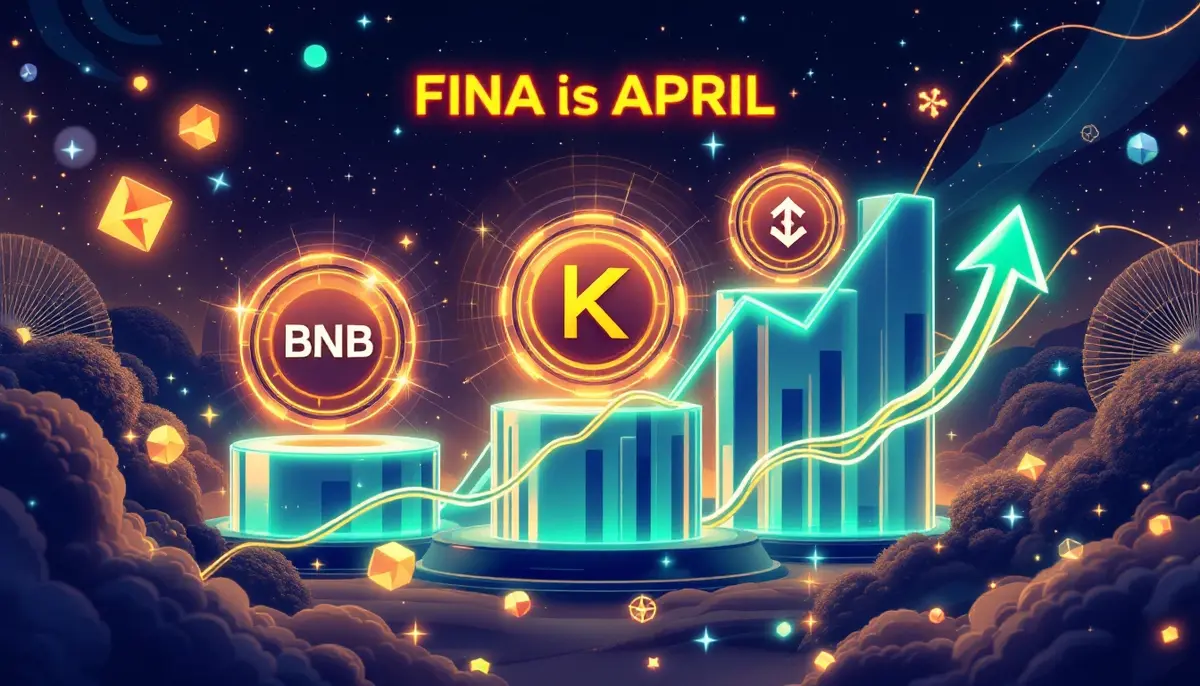 2025年4月最終週に注目されるアルトコインBNB、Kaspa、SUBBDを示す未来的なイメージ
